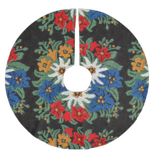 Edelweiss Swiss Alpine Flower Brushed Polyester Tree Skirt