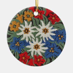 Edelweiss Swiss Alpine Flower Ceramic Tree Decoration