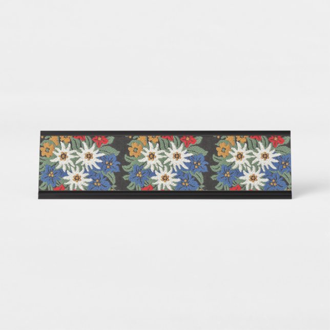 Edelweiss Swiss Alpine Flower Desk Name Plate (Front)
