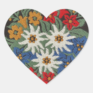 Edelweiss Swiss Alpine Flower Heart Sticker