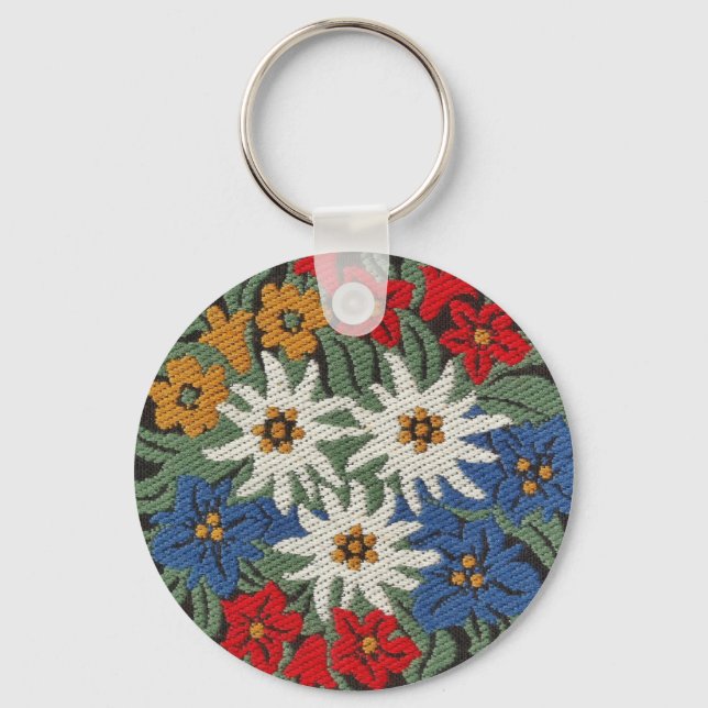 Edelweiss Swiss Alpine Flower Key Ring (Front)