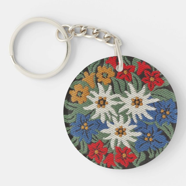 Edelweiss Swiss Alpine Flower Key Ring (Front)
