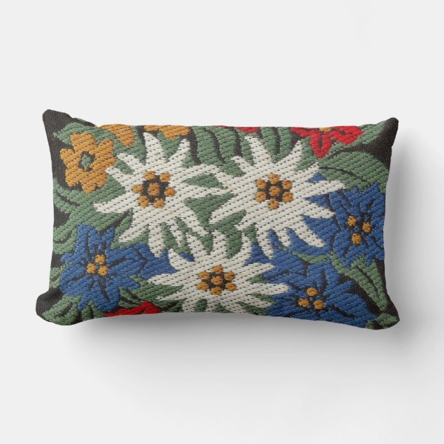 Edelweiss Swiss Alpine Flower Lumbar Cushion (Front)