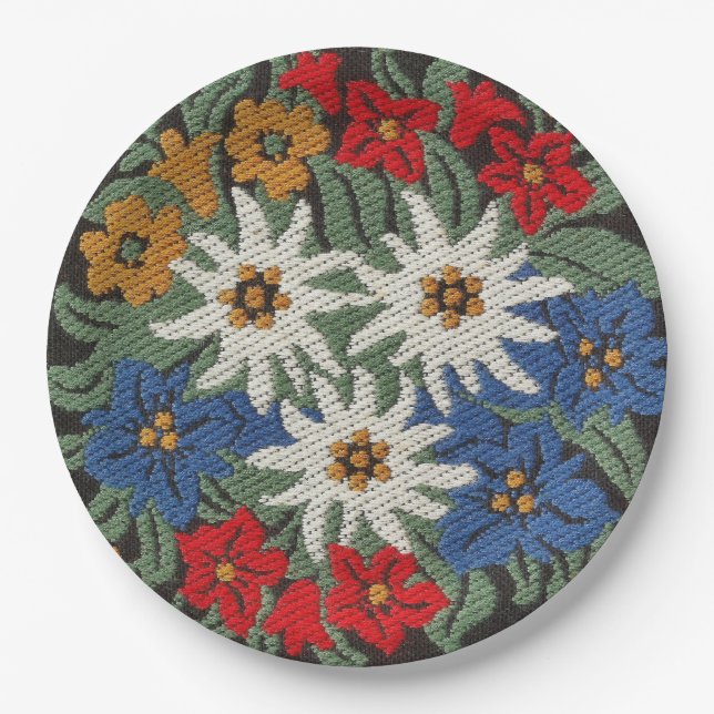 Edelweiss Swiss Alpine Flower Paper Plate (Front)