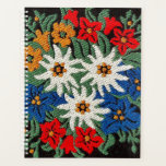 Edelweiss Swiss Alpine Flower Planner<br><div class="desc">An image of a floral pattern with a needlework look of Edelweiss white Alpine flowers of Europe on your product. Blue,  red,  yellow,  and white colours. Leontopodium alpinum of Switzerland,  Germany,  and Austria.</div>