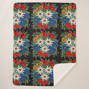 Edelweiss Swiss Alpine Flower Sherpa Blanket