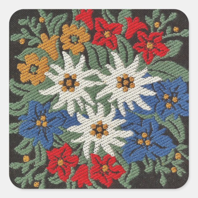 Edelweiss Swiss Alpine Flower Square Sticker (Front)