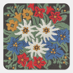 Edelweiss Swiss Alpine Flower Square Sticker