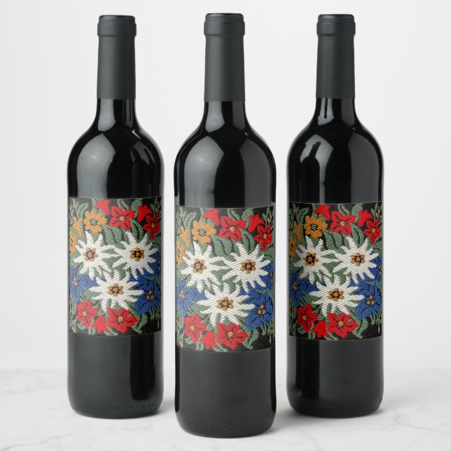 Edelweiss Swiss Alpine Flower Wine Label (Bottles)