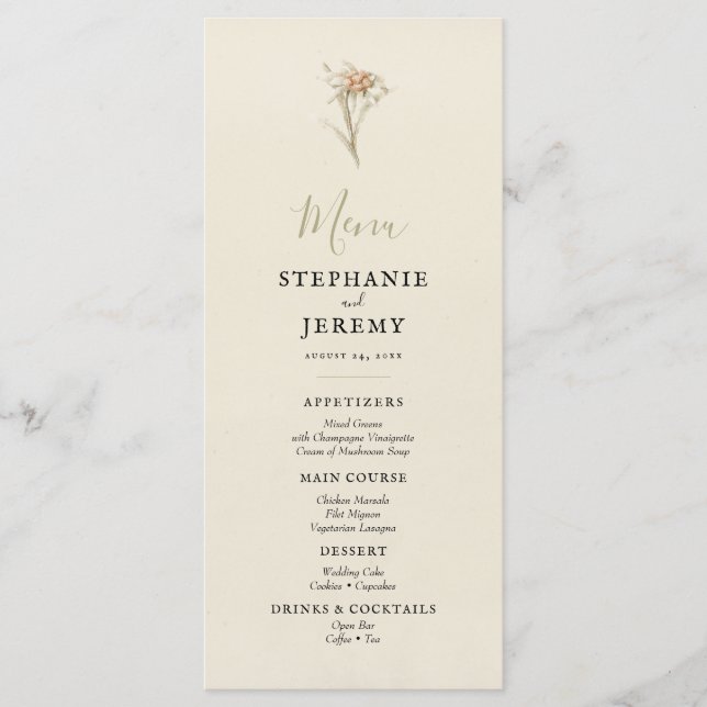 Edelweiss Vintage Floral Menu (Front)