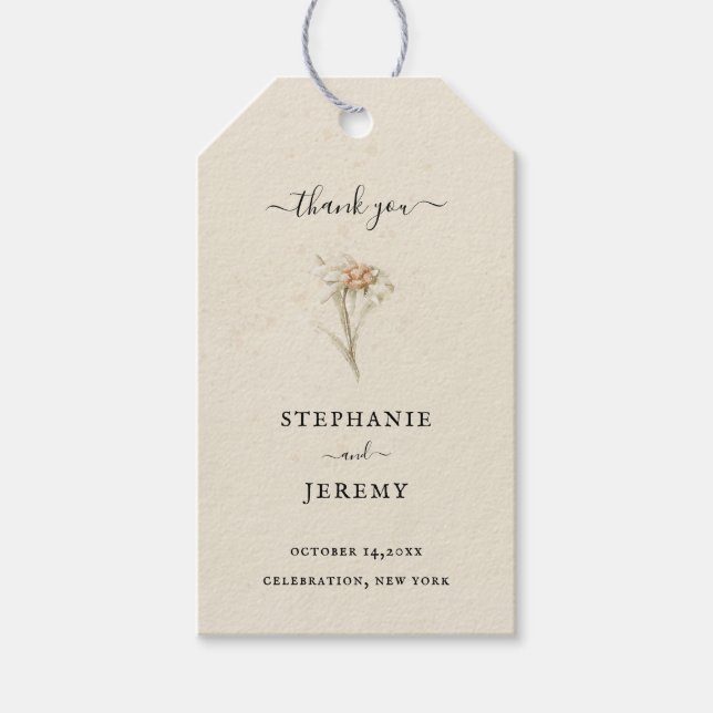 Edelweiss Vintage Floral Wedding Gift Tag (Front)