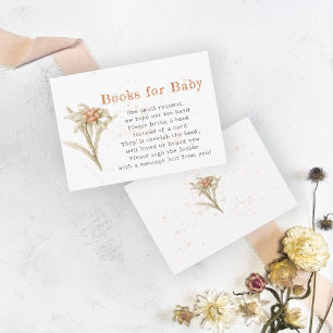 Edelweiss Watercolor Flower Books for Baby Shower Enclosure Card