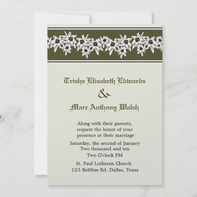 Edelweiss Wedding Invitation (Front)