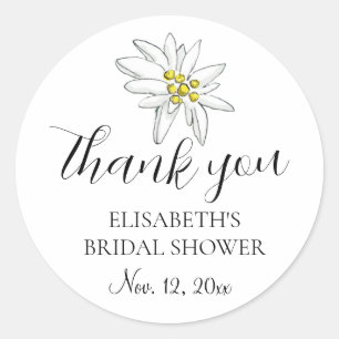 Edelweiss Wildflower Cute Bridal Shower Thank You  Classic Round Sticker
