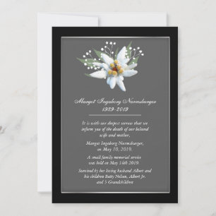 Edelwiess European Style Death Announcement Card