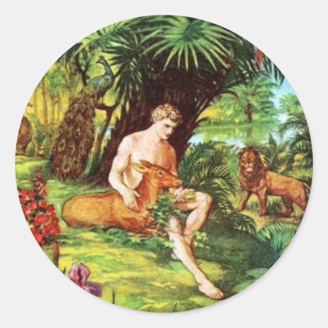 Eden Adam In The Garden Classic Round Sticker (Front)