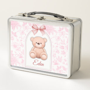 Eden   Custom Pink Teddy Bear Nursery Design  Metal Lunch Box