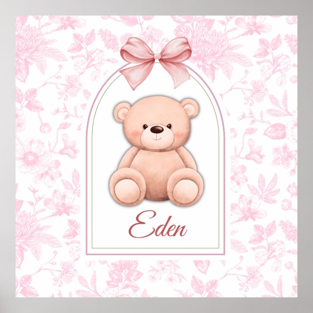 Eden | Custom Pink Teddy Bear Nursery Design  Poster (Front)