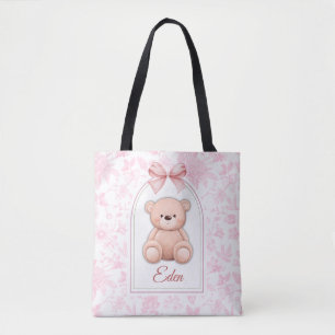 Eden Custom Pink Teddy Bear Nursery Design Tote Bag
