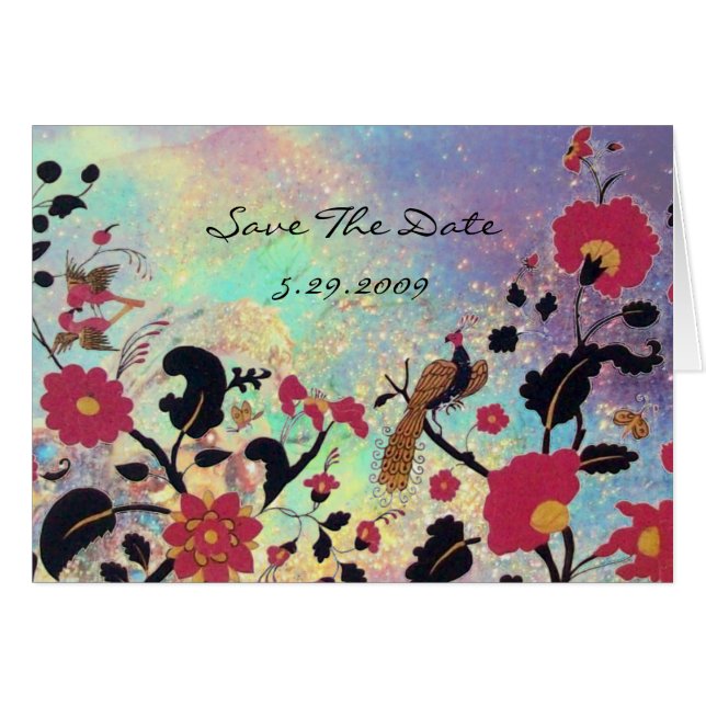 EDEN ,ELEGANT BLUE RED BLACK WHITE FLOWERS ,BIRDS (Front Horizontal)