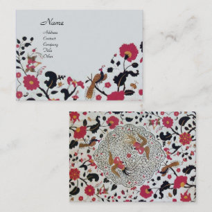 EDEN / FLORAL GARDEN WITH PEACOCK AND BUTTERFLIES BUSINESS CARD