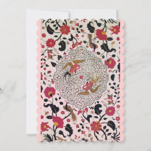 EDEN Pink Black Red Floral,Butterflies,Peacocks Announcement