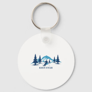 Eden Utah Ski Resort Skiing Skier Key Ring