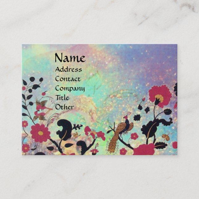 EDEN / WHIMSICAL GARDEN IN GOLD SPARKLES BUSINESS CARD (Front)