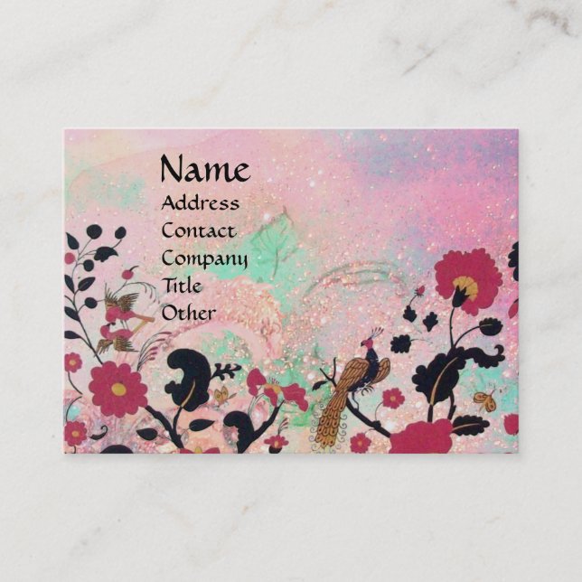 EDEN / WHIMSICAL GARDEN IN GOLD SPARKLES BUSINESS CARD (Front)
