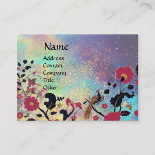 EDEN /Whimsical Magic Garden in Blue Gold Sparkles Business Card