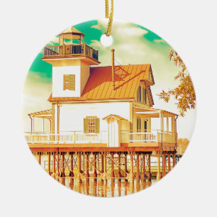 Edenton NC Lighthouse Ceramic Tree Decoration