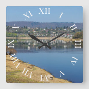 Edersee bay when bringing living square wall clock