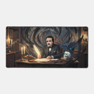 Edgar A. Poe Composes The Raven with Gothic Dreams Desk Mat