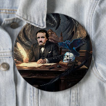 Edgar A. Poe Composing The Raven In Gothic Dreams