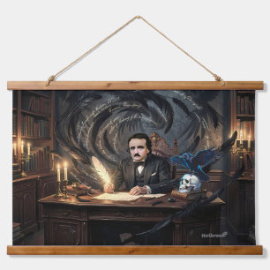 Edgar A. Poe Composing The Raven In Gothic Dreams Hanging Tapestry