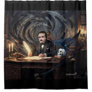 Edgar A. Poe Composing The Raven In Gothic Dreams Shower Curtain