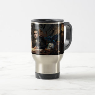 Edgar A. Poe Composing The Raven In Gothic Dreams Travel Mug