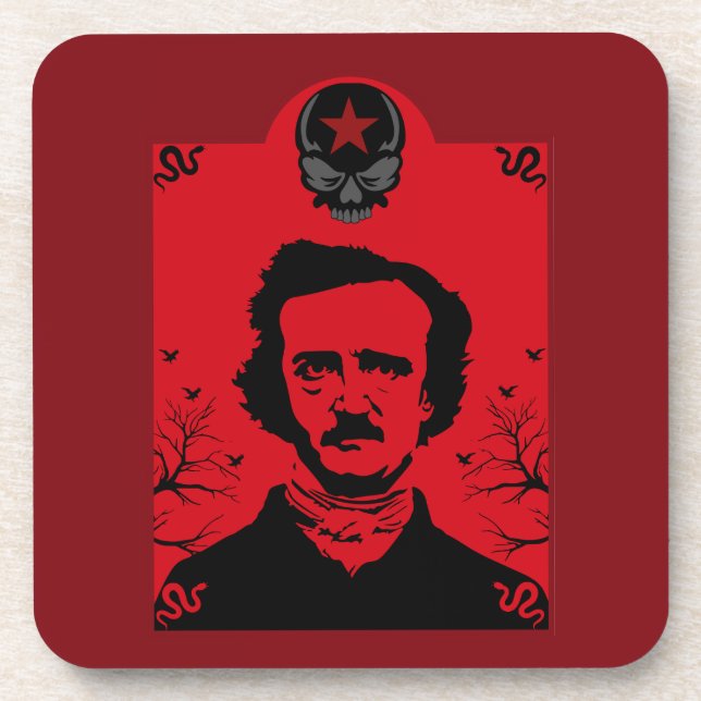 Edgar Allan Poe Art Gift Coaster (Front)