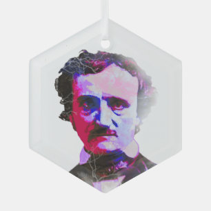 Edgar Allan Poe Author Writer Poet Glass Tree Decoration