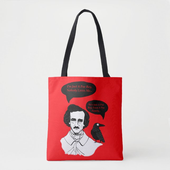 Edgar Allan Poe Boy and Raven Tote Bag (Front)