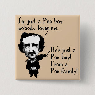 Edgar Allan Poe Boy Funny Button Badge Pin