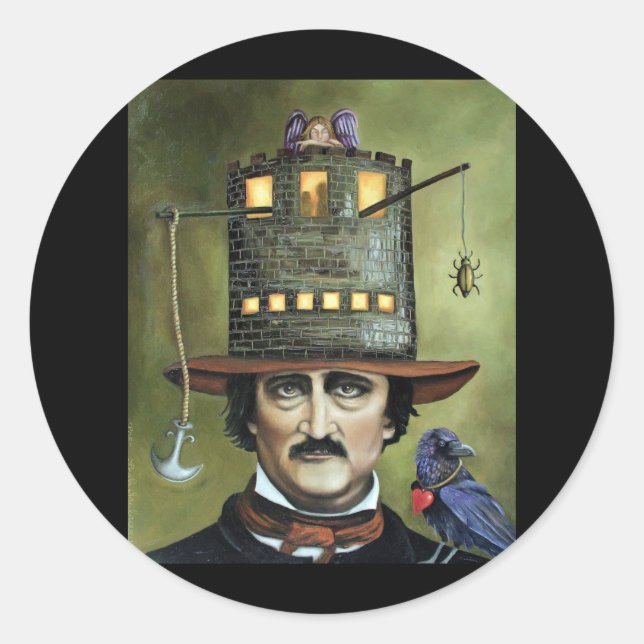 Edgar Allan Poe Classic Round Sticker (Front)