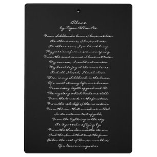 Edgar Allan Poe Clipboard Quote & Alone Poem