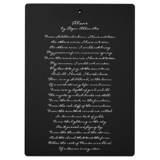 Edgar Allan Poe Clipboard Quote & Alone Poem
