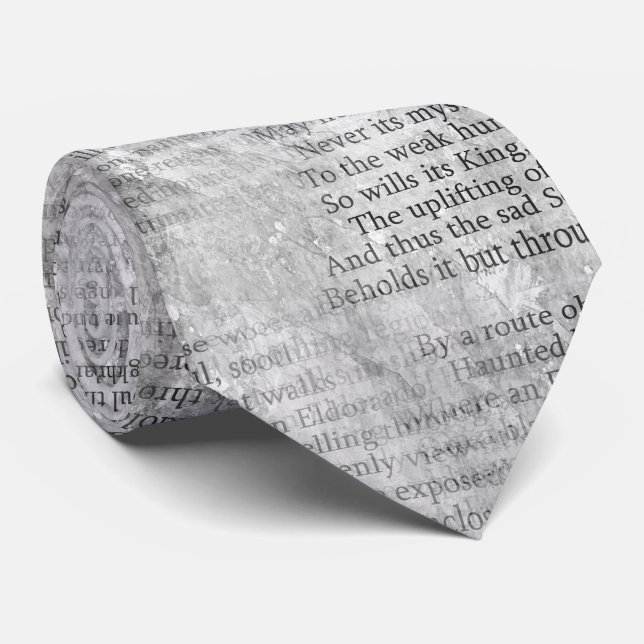 Edgar Allan Poe Dreamland Poem Mauve Black Grey Tie (Rolled)