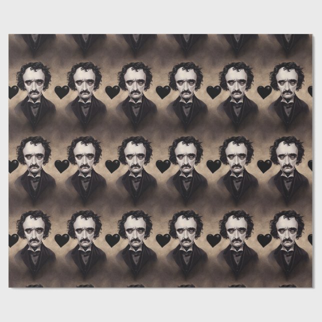 Edgar Allan Poe Goth Valentine's Day Wrappin Paper (Flat)