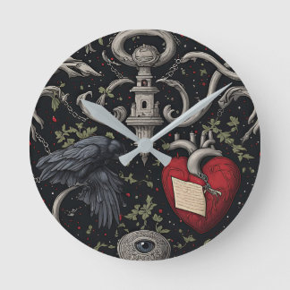 Edgar Allan Poe Gothic Inspired Round Clock