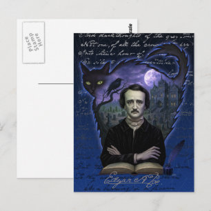 Edgar Allan Poe Gothic Raven Postcard