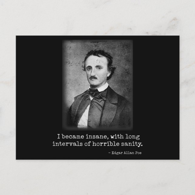 Edgar Allan Poe I Became Insane Famous Author Postcard (Front)