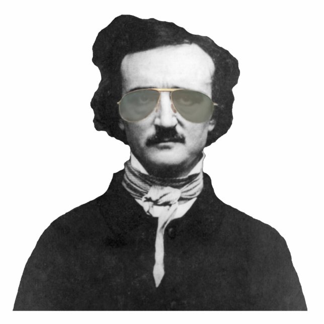 Edgar Allan Poe in Sunglasses Photo Sculpture Key Ring (Front)